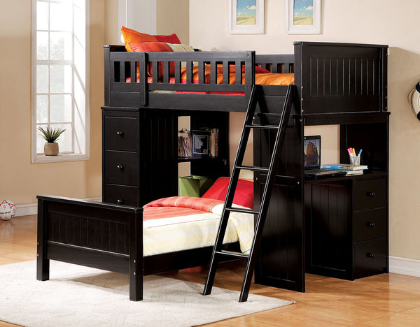 79' X 42' X 66' Black Wood Loft Bed