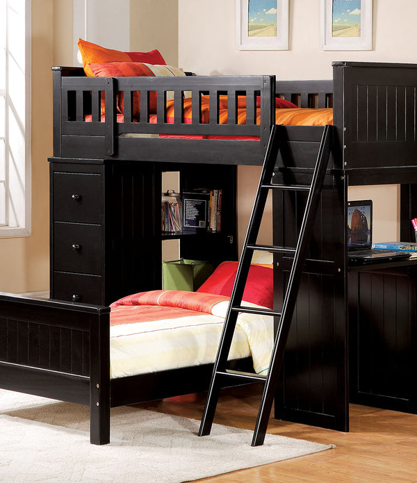 79' X 42' X 66' Black Wood Loft Bed