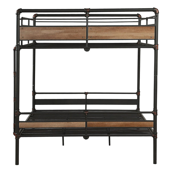 83' X 65' X 68' Sandy Black  Dark Bronze HandBrushed Queen Over Queen Bunk Bed