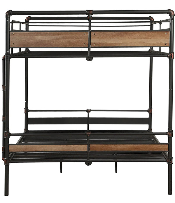 83' X 65' X 68' Sandy Black  Dark Bronze HandBrushed Queen Over Queen Bunk Bed