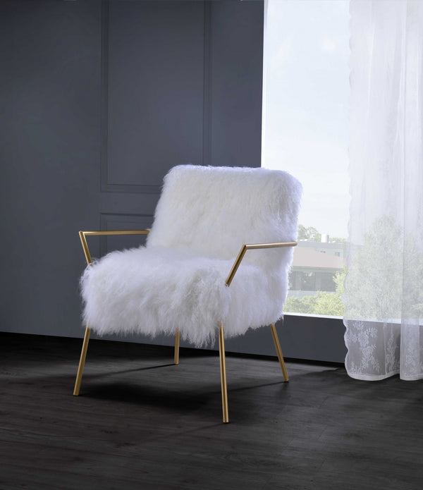 29' X 29' X 33' Wool And Gold Brass Accent Chair