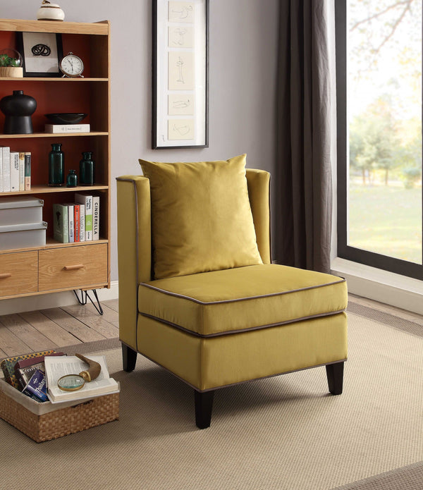 Dark Yellow Velvet with Piping Accent Chair