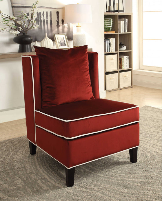 29' X 32' X 39' Red Velvet Leatherette Accent Chair