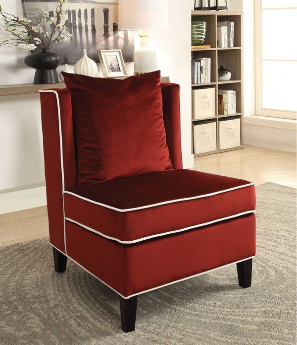 29' X 32' X 39' Red Velvet Leatherette Accent Chair