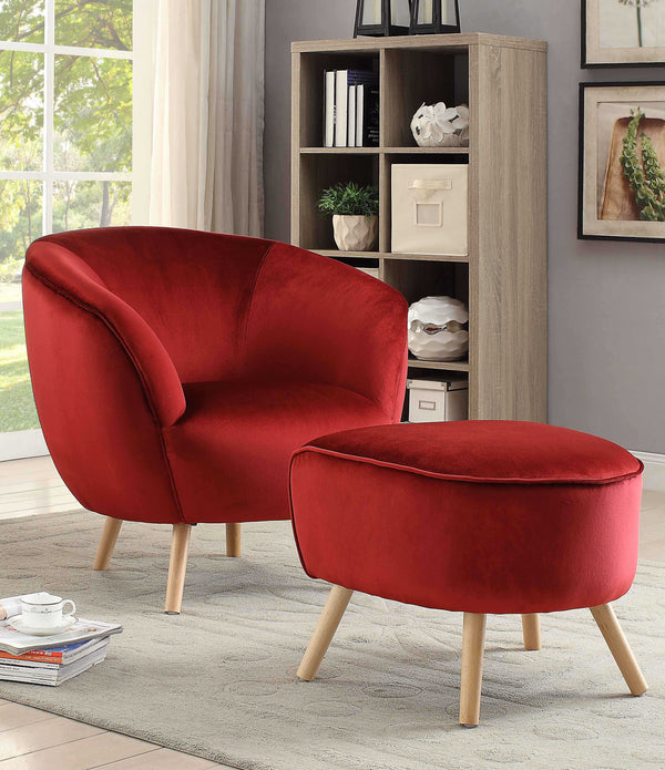 35' X 39' X 33' Red Velvet Accent Chair