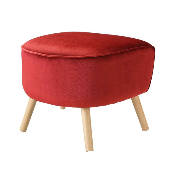 Red Velvet Fabric Ottoman