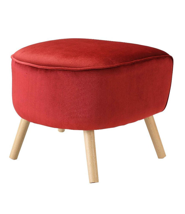 Red Velvet Fabric Ottoman