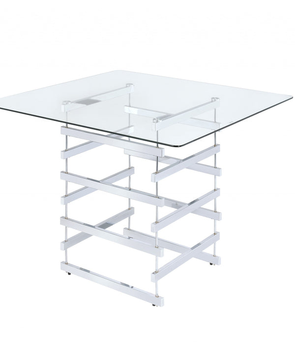 42' X 42' X 36' Clear Glass And Chrome Counter Height Table