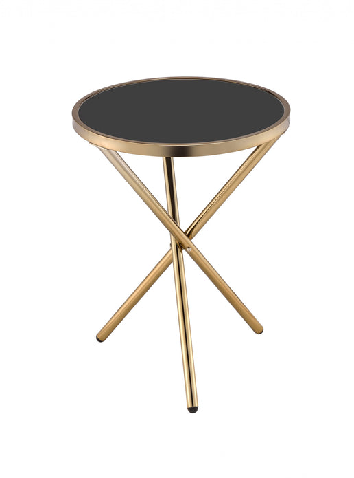 Glamorous Black and Gold Glass Top Side Table