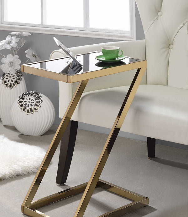 Z-Shape Gold Frosted Glass Side Table