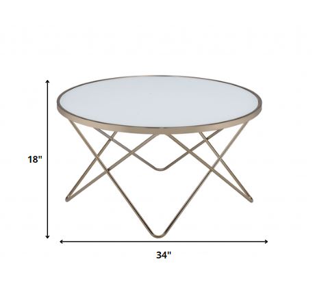 34' X 34' X 18' Frosted Glass Champagne Coffee Table