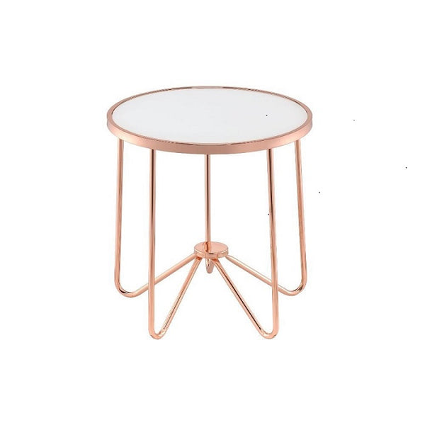 22' X 22' X 22' Frosted Glass And Rose Gold End Table