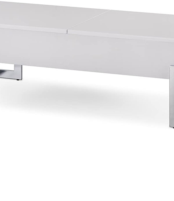 47' X 20' X 14' White And Chrome Particle Board Coffee Table