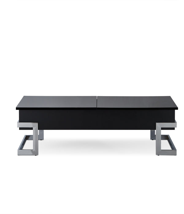 47' X 20' X 14-24' Black And Chrome Particle Board Coffee Table