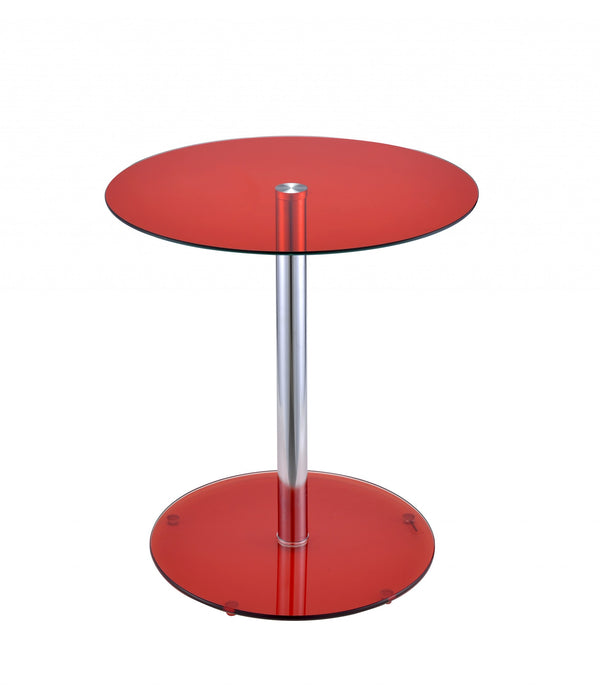 Red Glass Double Sphere Side Table