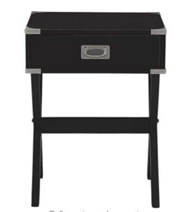 Black Solid Wooden  Metal Accent End Table