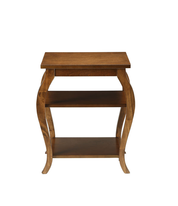 Walnut Finish Bow Leg Square End Table