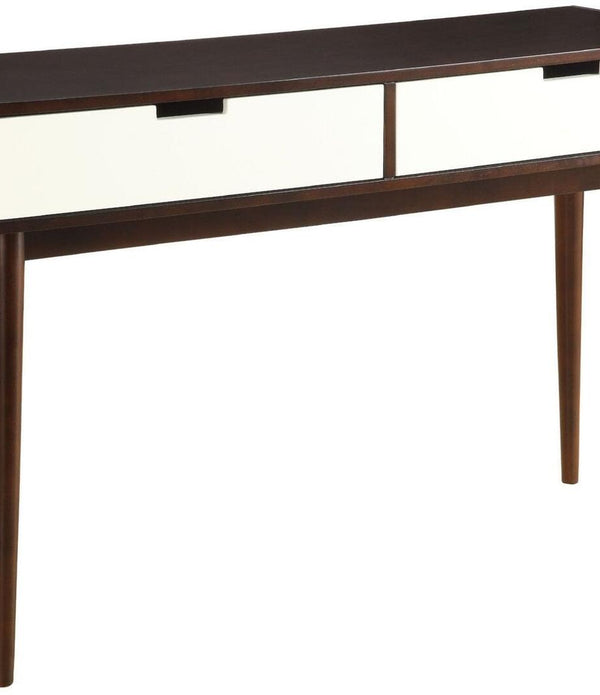 Mahogony and White Double Drawer Console Table