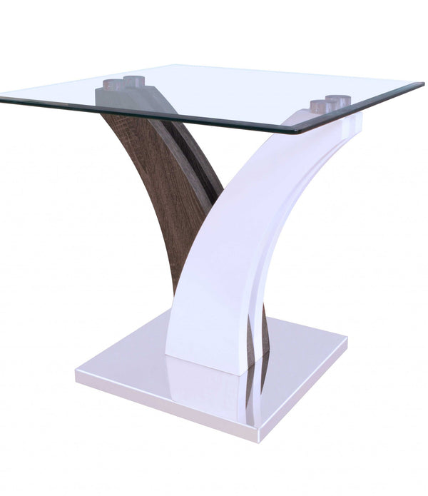 Two Tone Crossover Glass Side Table