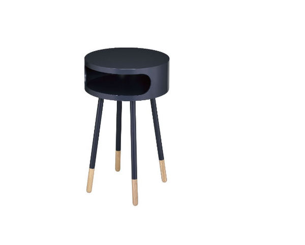 Bentwood Black Retro Round Wooden End Table