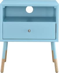 Arctic Blue End Table with Natural Wood Dipped Legs