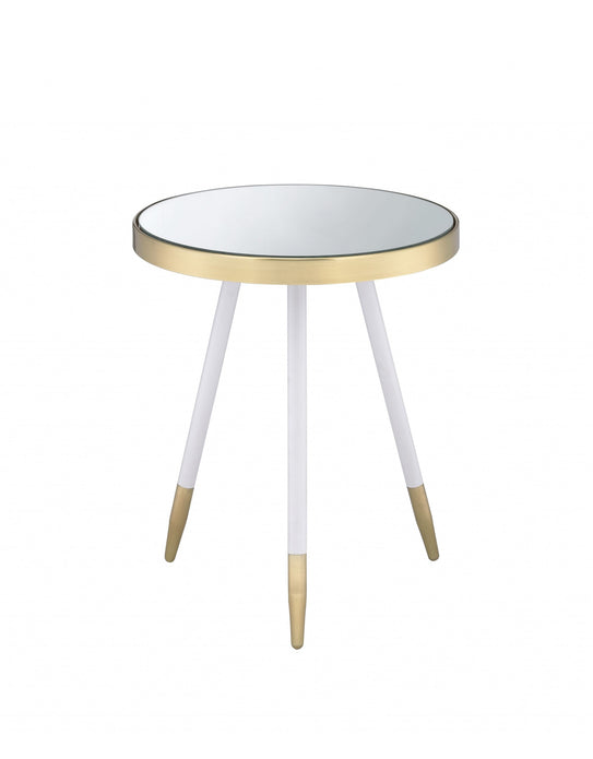 White and Gold Mirror Top Side Table 