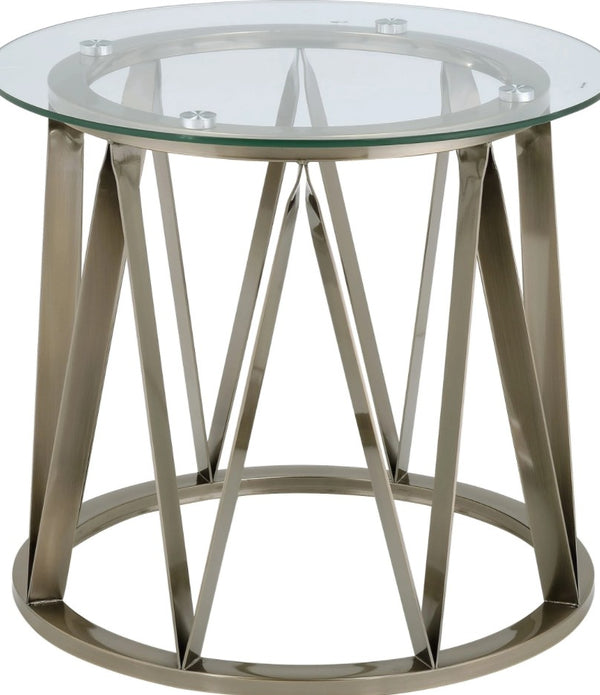 Glass Side Table with Zig Zag Gold Base