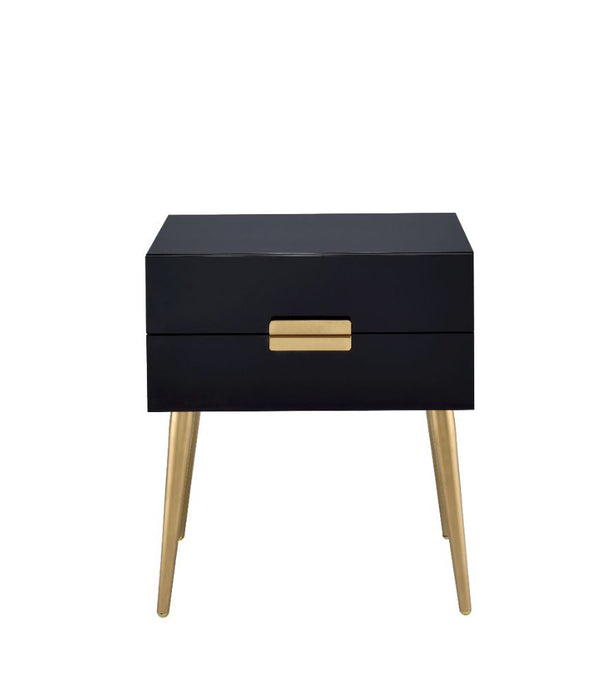 Sleek Black And Gold Two Drawer End Table