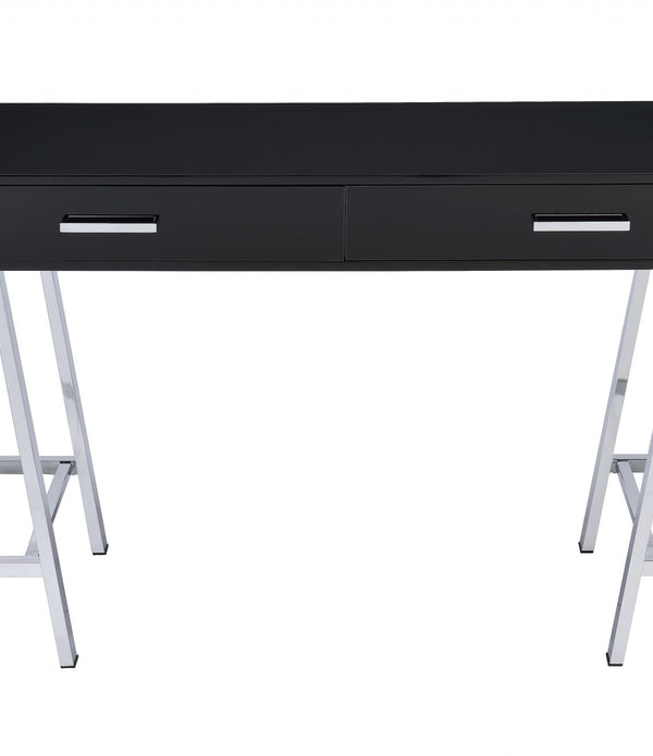 Desk In Black  Chrome - Glossy Polyester Particl Black  Chrome