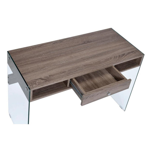 Cool Oak and Glass Panel Desk