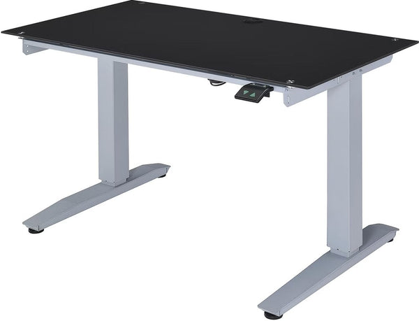 Height Adjustable Black Glass Desk