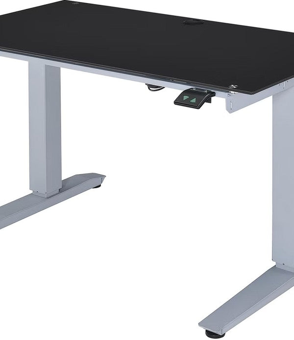 Height Adjustable Black Glass Desk