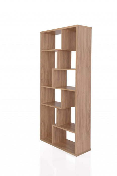 32' X 12' X 71' Weathered Oak Veneer Cube Bookcase