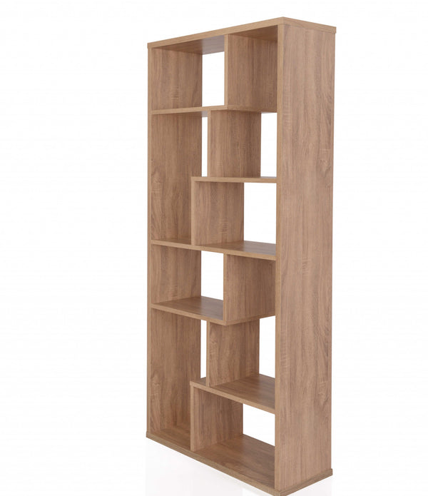 32' X 12' X 71' Weathered Oak Veneer Cube Bookcase