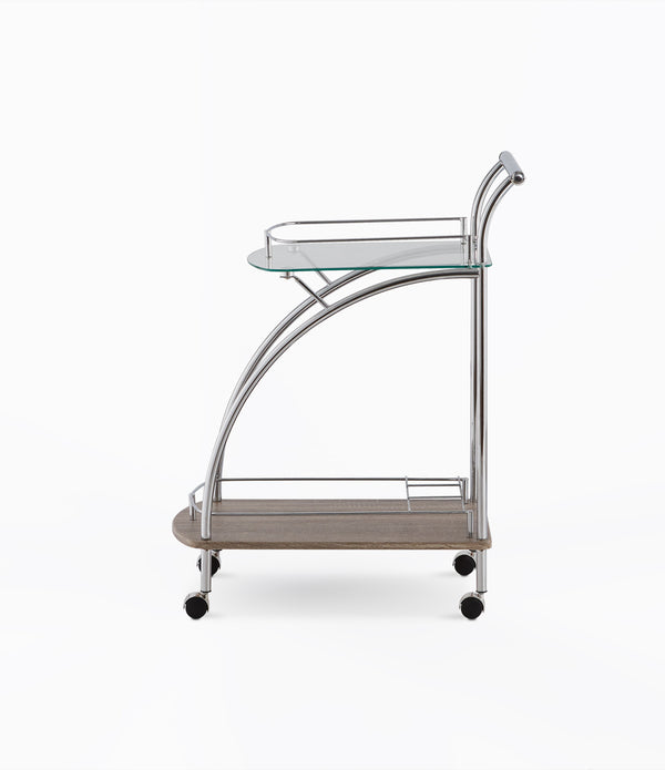 26' X 14' X 33' Clear Glass And Chrome Serving Cart