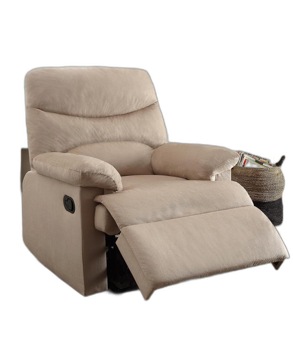 Recliner , Light Brown Woven Fabric - Woven Fabric, Wood (Solid Light Brown Woven Fabric