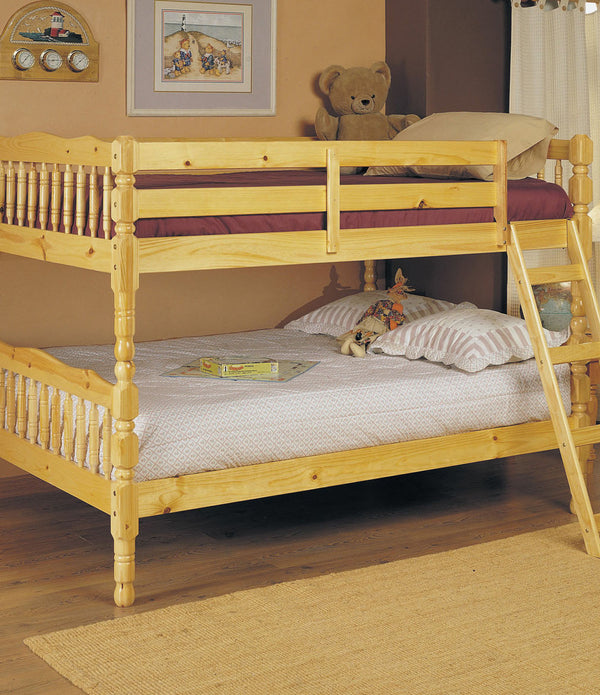 Full/Full Bunk Bed, Natural - Pine Wood Natural