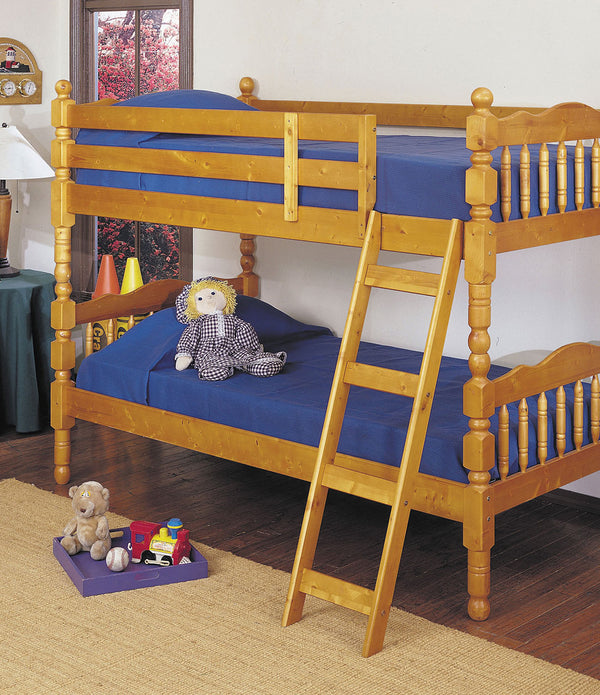 81' X 43' X 60' Twin Over Twin Honey Oak Pine Wood Bunk Bed