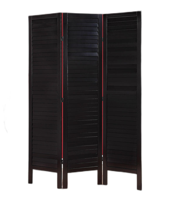 3-Panel Wooden Screen, Black - Pine Black