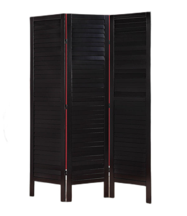 3-Panel Wooden Screen, Black - Pine Black