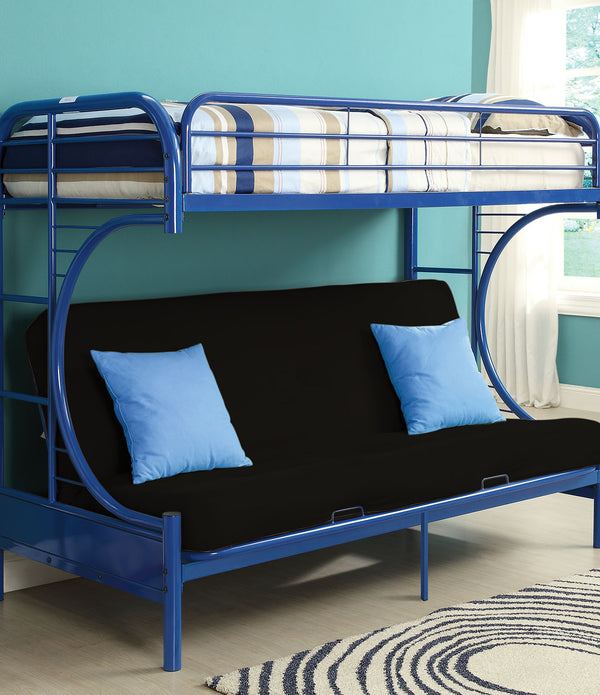 78' X 41' X 65' Twin Over Full Navy Metal Tube Futon Bunk Bed