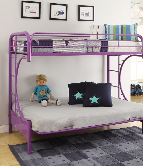 78' X 41' X 65' Twin Over Full Purple Metal Tube Futon Bunk Bed