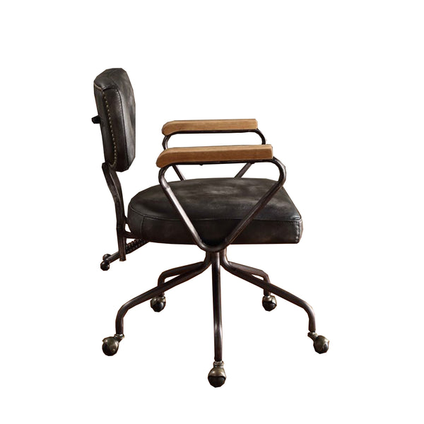 24' X 25' X 32' Vintage Black Top Grain Leather Office Chair