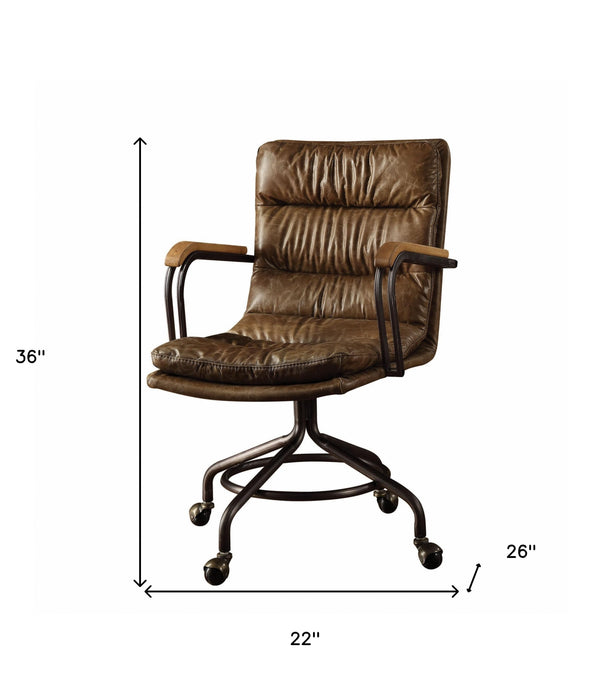 22' X 26' X 36' Vintage Whiskey Top Grain Leather Office Chair