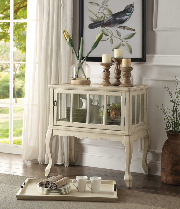 28' X 19' X 31' Antique White Wood Console Table  Tray