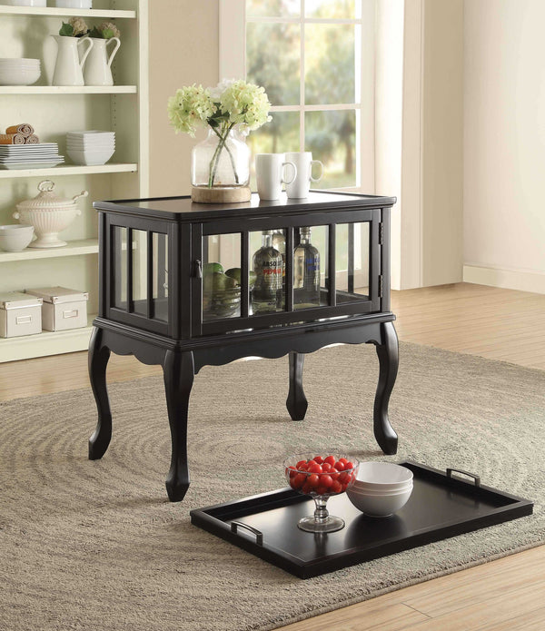 28' X 19' X 31' Black Wood Console Table  Tray