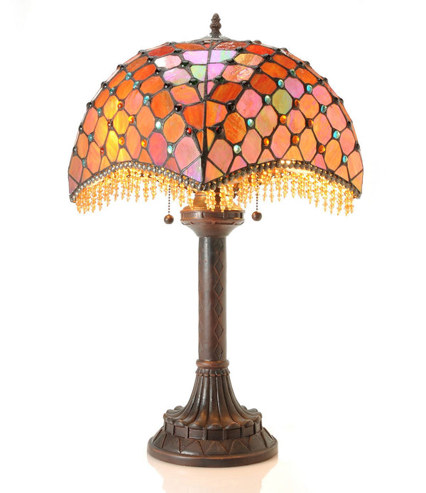 Tiffany-style Amber Beaded Table Lamp