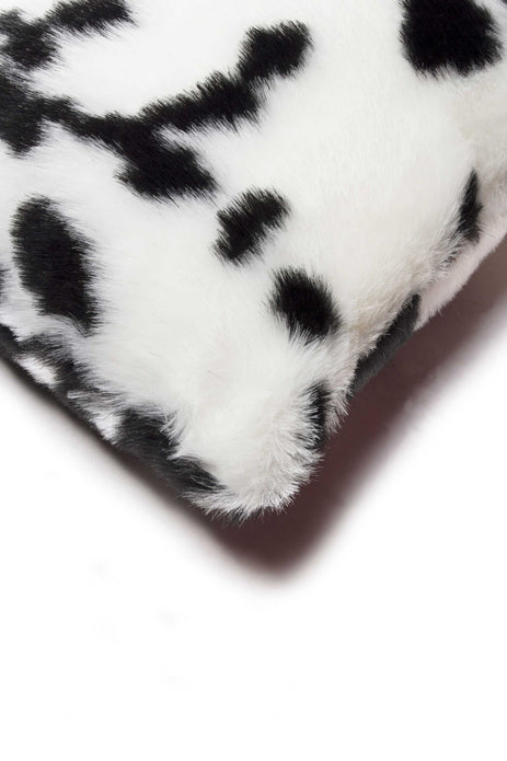 Set of 2 Black And White Faux Fur Lumbar Pillows