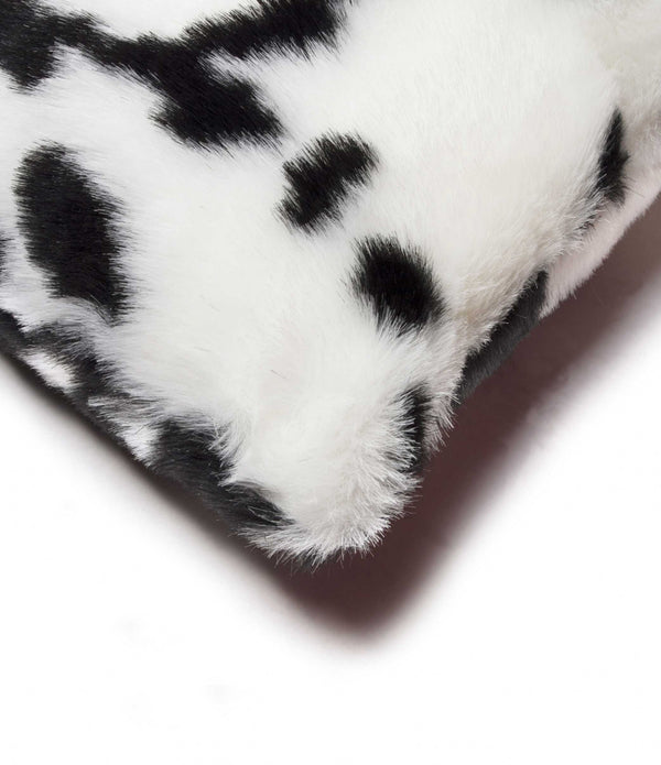 Set of 2 Black And White Faux Fur Lumbar Pillows