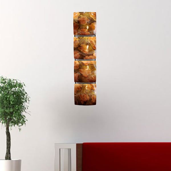 8" X 2.75" X 32" Copper Brown And Orange Metal Vertical Panel Wall Decor